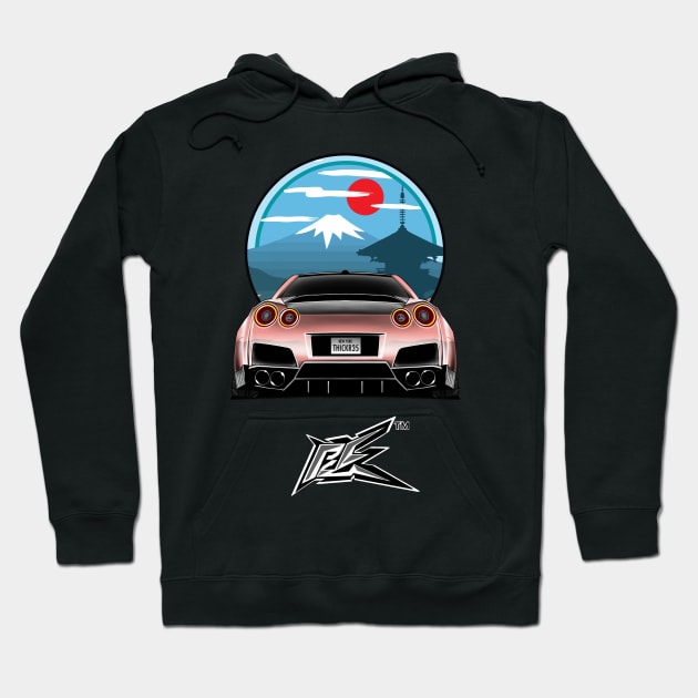 nissan r35 gtr peach Hoodie by naquash